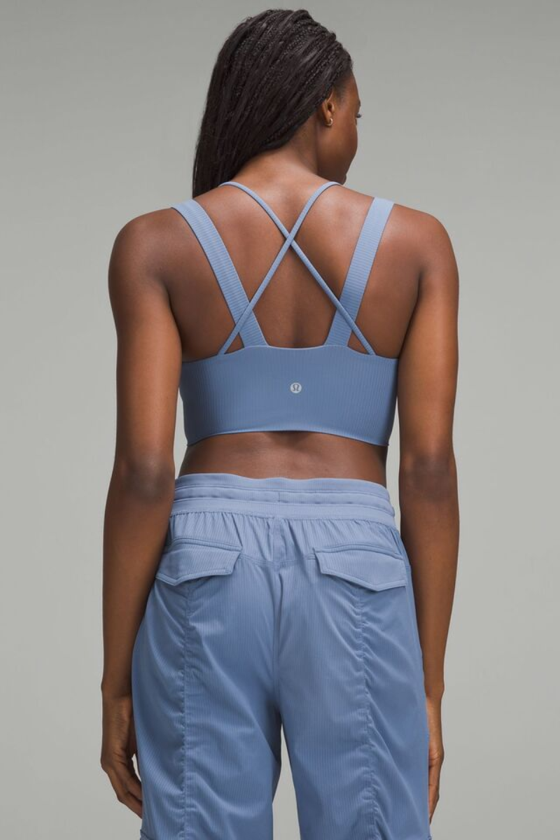 Lululemon Like a Cloud Longline Bra D/DD *Ribbed In Blue