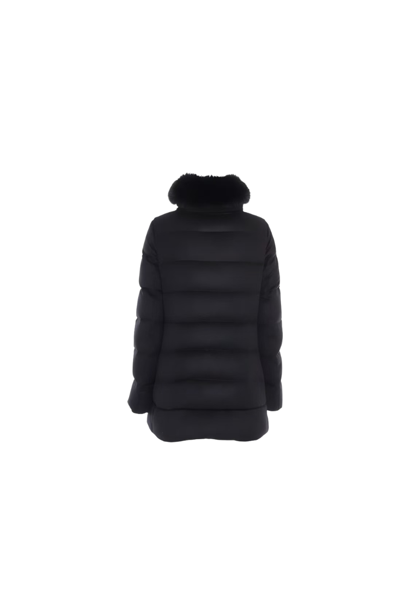 MooRER DORADO-FUR-LS9 Fur Hood Mid-Length Down Jacket Nero