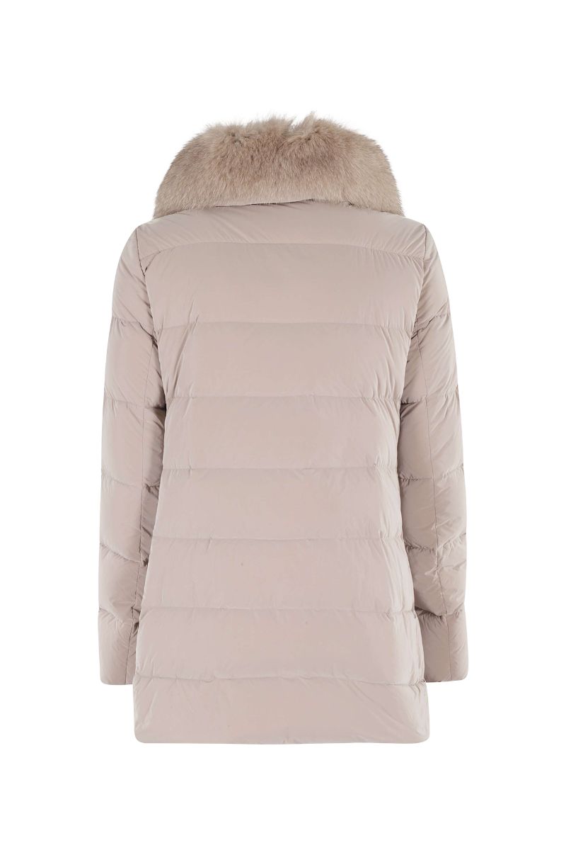 MooRER DORADO-FUR-OS Fur Hood Mid-Length Down Jacket Nocciola