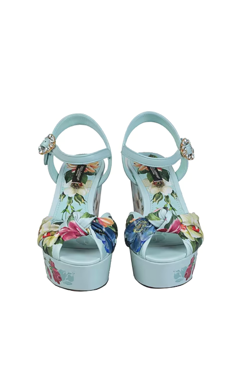 Dolce & Gabbana Women's Floral Printed Sandals on a Wedge