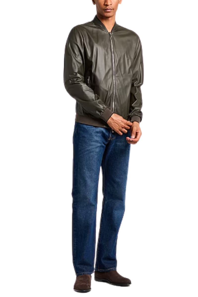 MooRER CORELLIPEL Leather Bomber Jacket Fango