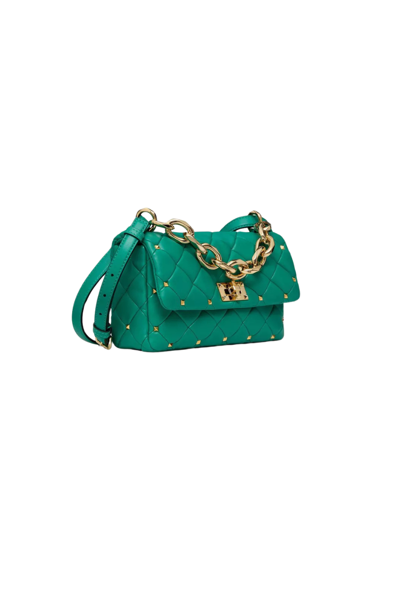 Valentino Garavani Alltime Woven Leather Top Handle Bag In Peacock Green