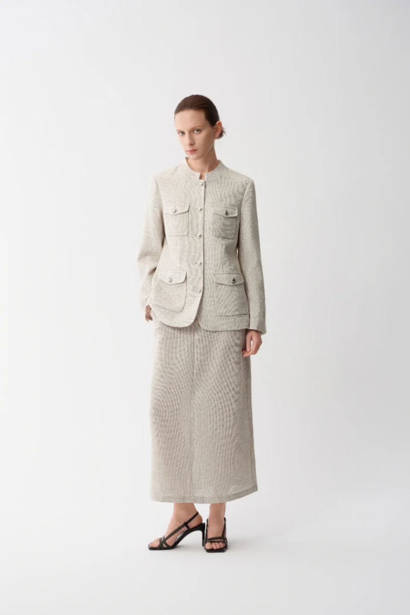 Max Simple Artisanal Lurex Jacket Flax MSES261014F