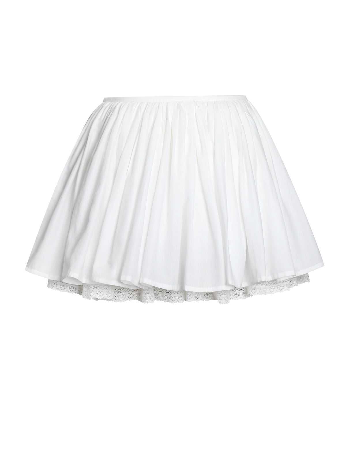 Aliza White Cotton Poplin Lace Trim Layered Mini Skirt