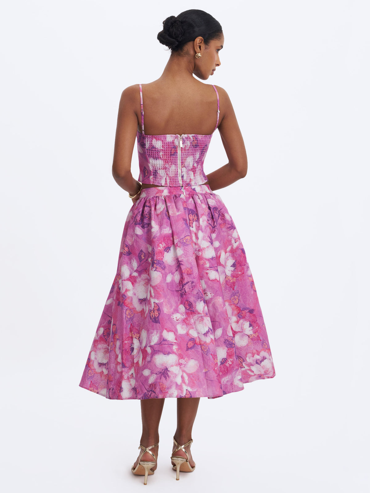 Xamira Blooming Magenta Linen Sweetheart Foldover Top