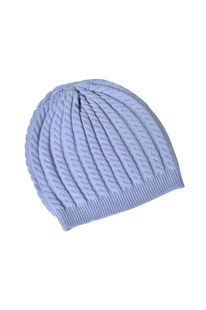 Peserico Blue Cable Knit Beanie