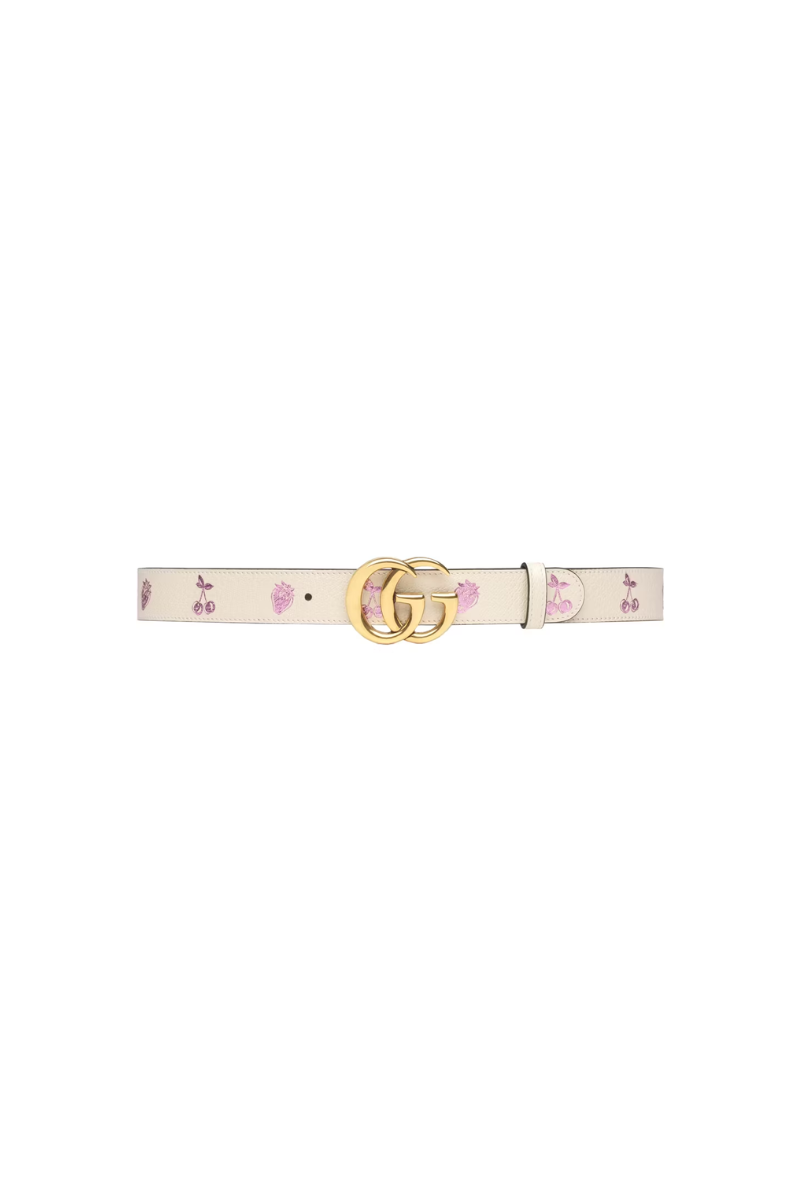 Gucci GG Marmont Thin Belt - White