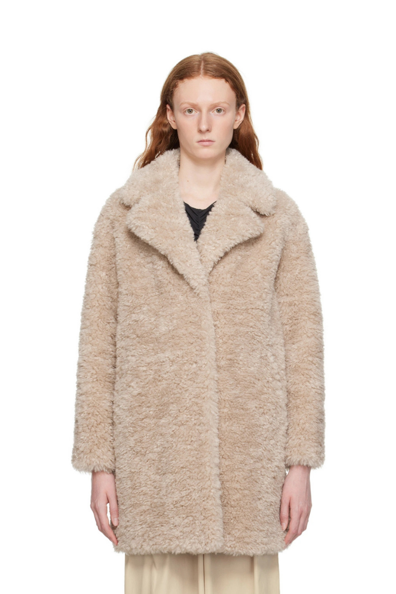 Herno Women's  Beige Curly Coat