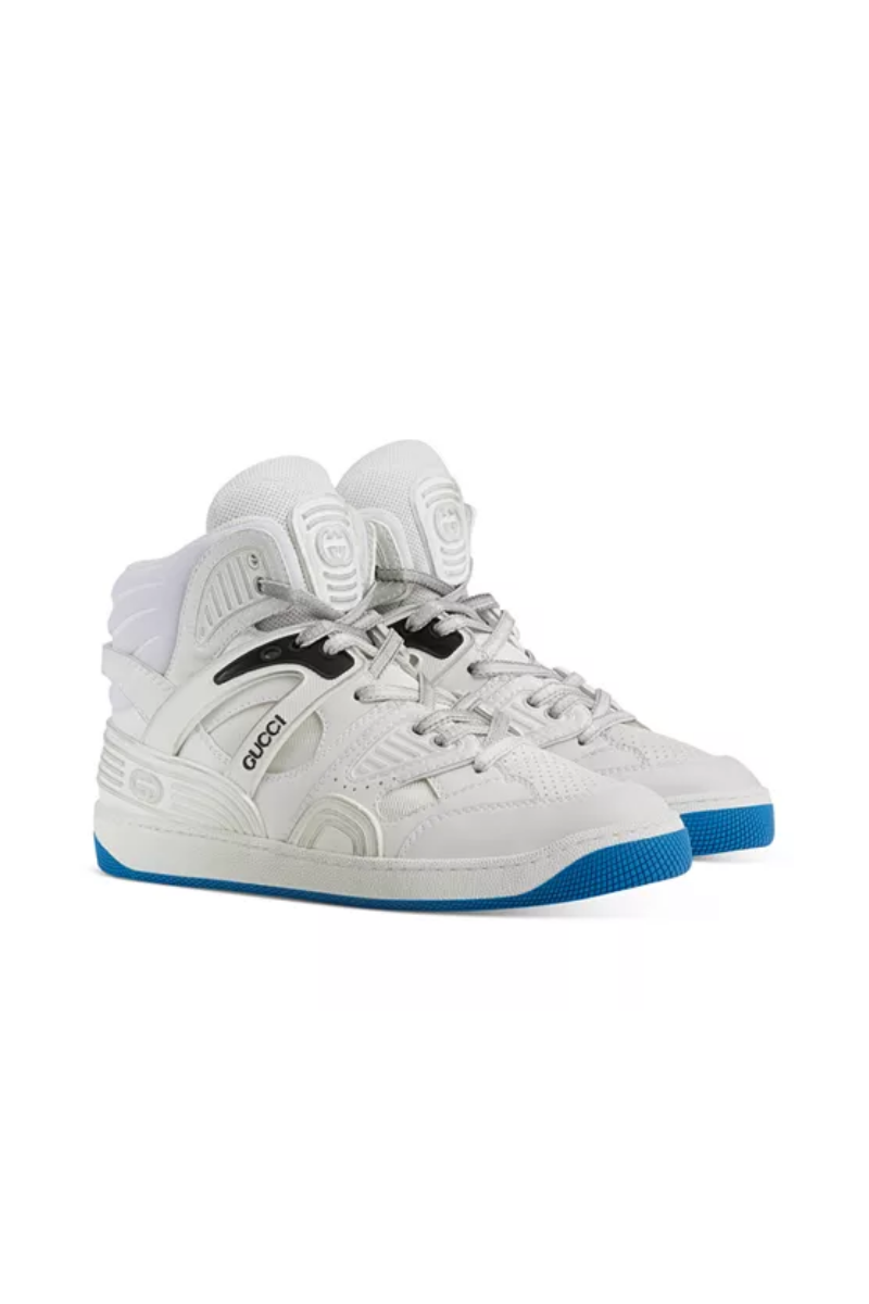 Gucci Men's Basket High-Top Sneakers -Great White