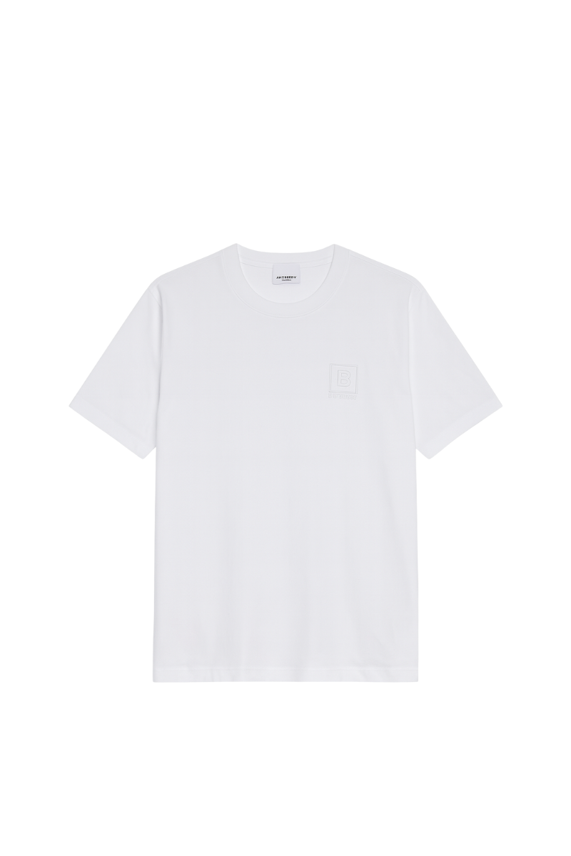 Burberry Men's White Logo Embroidery T-Shirt
