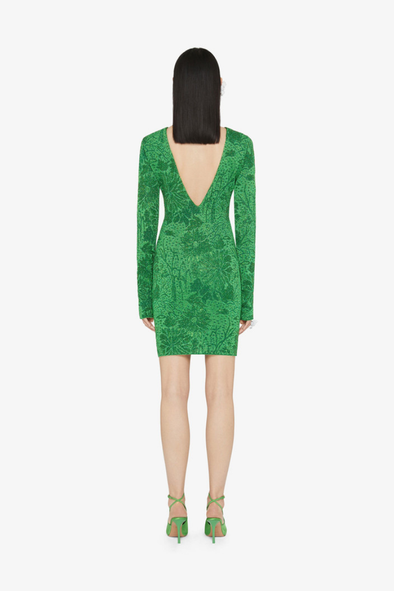 Givenchy Fitted Crewneck Dress V Back-Absynthe Green