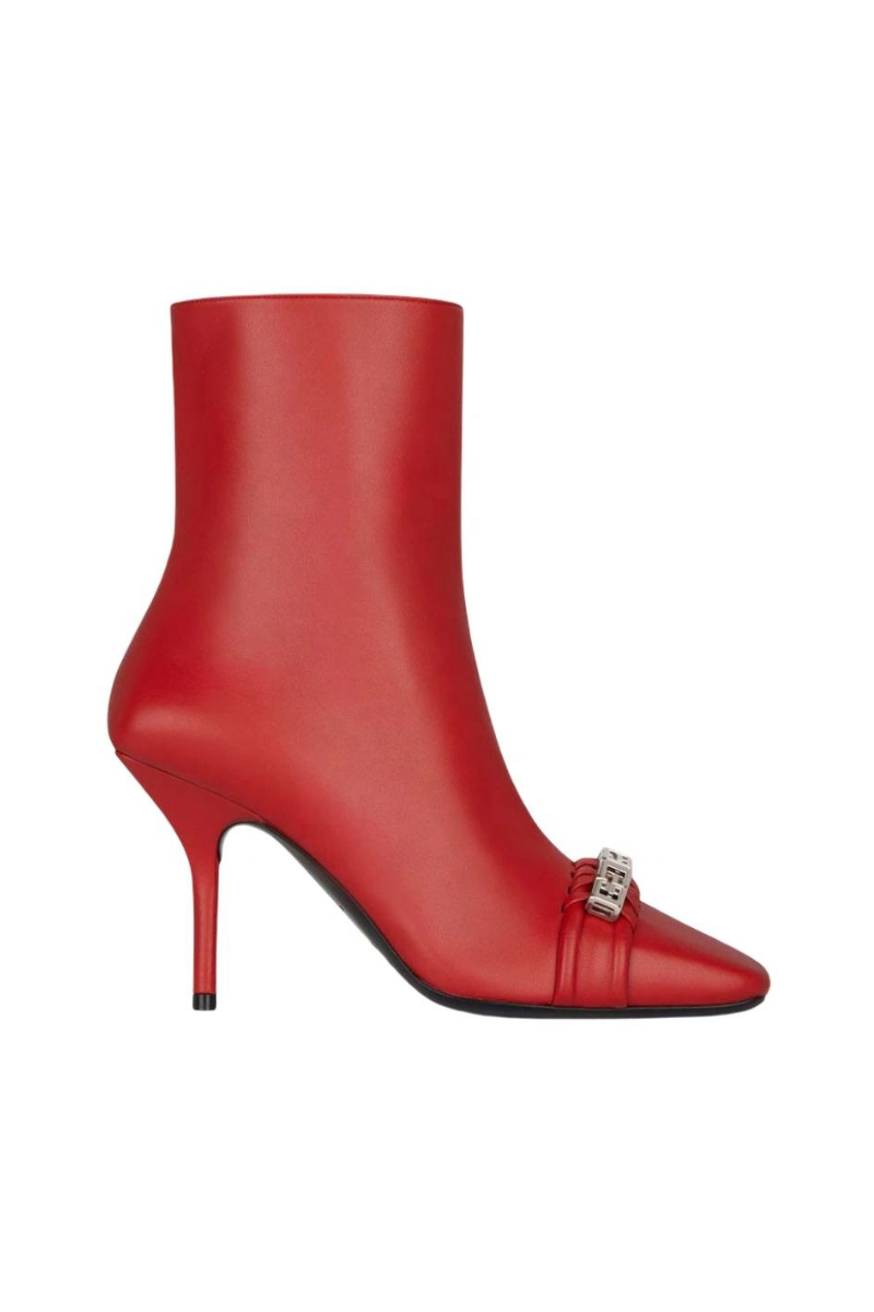 Givenchy G Woven Leather Ankle Boots In Red