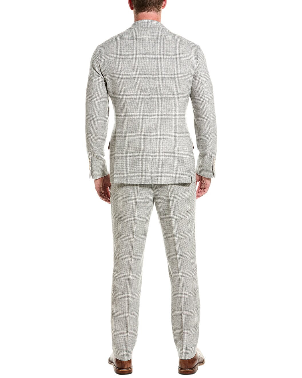 BRUNELLO CUCINELLI MEN'S PEARL PLAID TAILORED SUIT