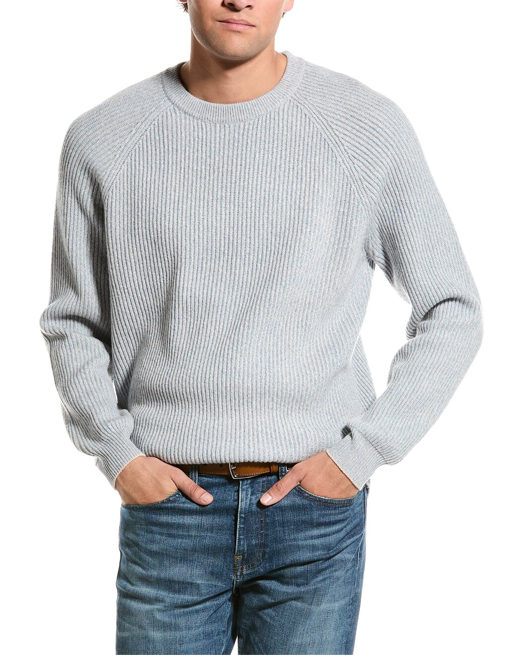 BRUNELLO CUCINELLI MEN'S CREW NECK CASHMERE BLEND KNIT SWEATER