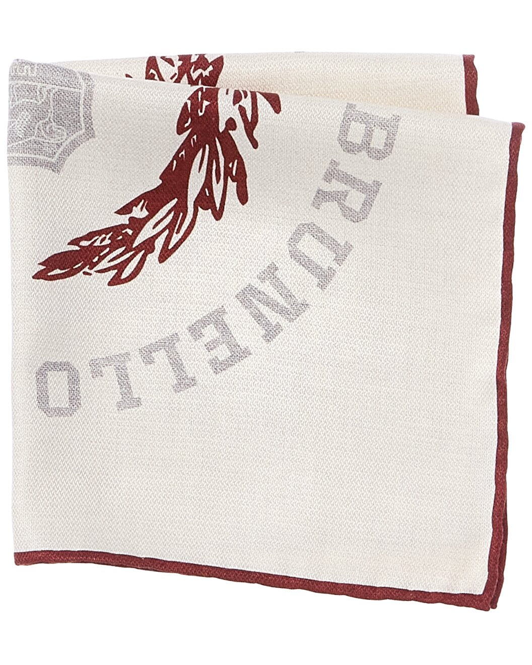 BRUNELLO CUCINELLI MEN'S 100% SILK LOGO POCKET SQUARE NEW
