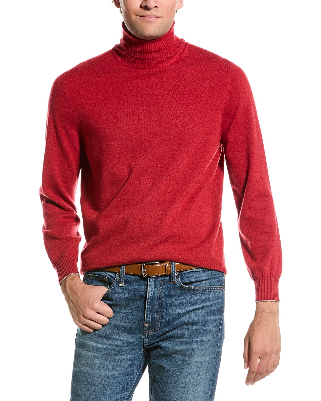 BRUNELLO CUCINELLI MEN'S 100% CASHMERE TURTLUE NECK SWEATER
