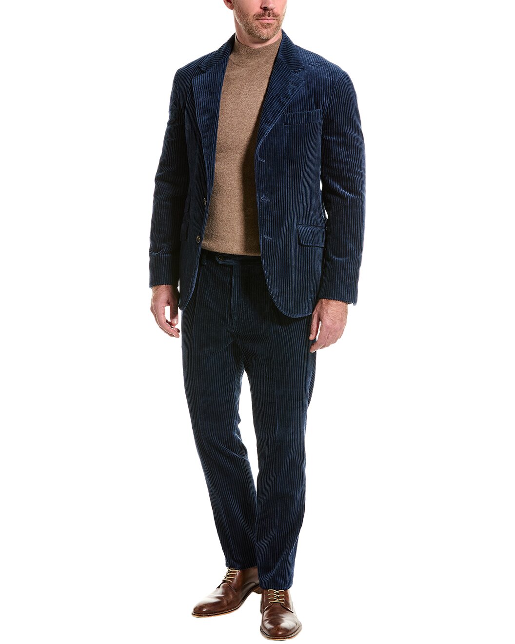 BRUNELLO CUCINELLI MEN'S 100% COTTON 3 BUTTON CASUAL CORDUROY TWO PIECE SUIT