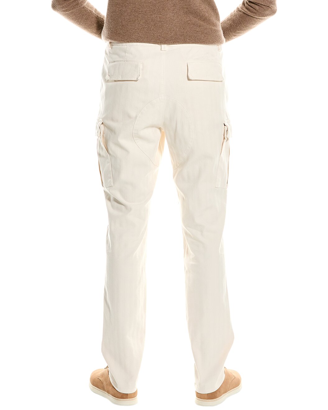 BRUNELLO CUCINELLI MEN'S OFF WHITE EASY FIT DENIM STYLE CARGO PANTS