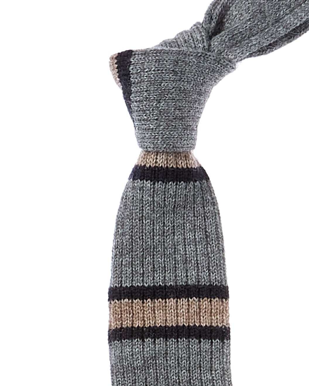 BRUNELLO CUCINELLI MEN'S TWO TONE WOOL BLEND SKINNY KNIT TIE NEW