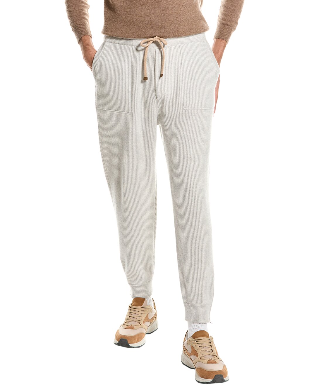 BRUNELLO CUCINELLI MEN'S 100% CASHMERE GRAY ATHLETIC FASHION GYM/SWEATPANTS