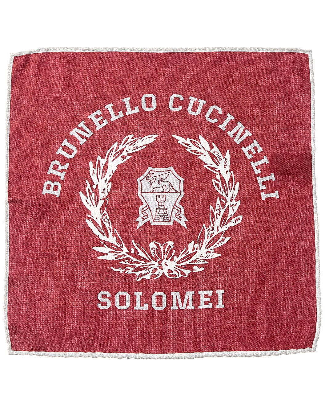 BRUNELLO CUCINELLI MEN'S 100% SILK LOGO POCKET SQUARE NEW