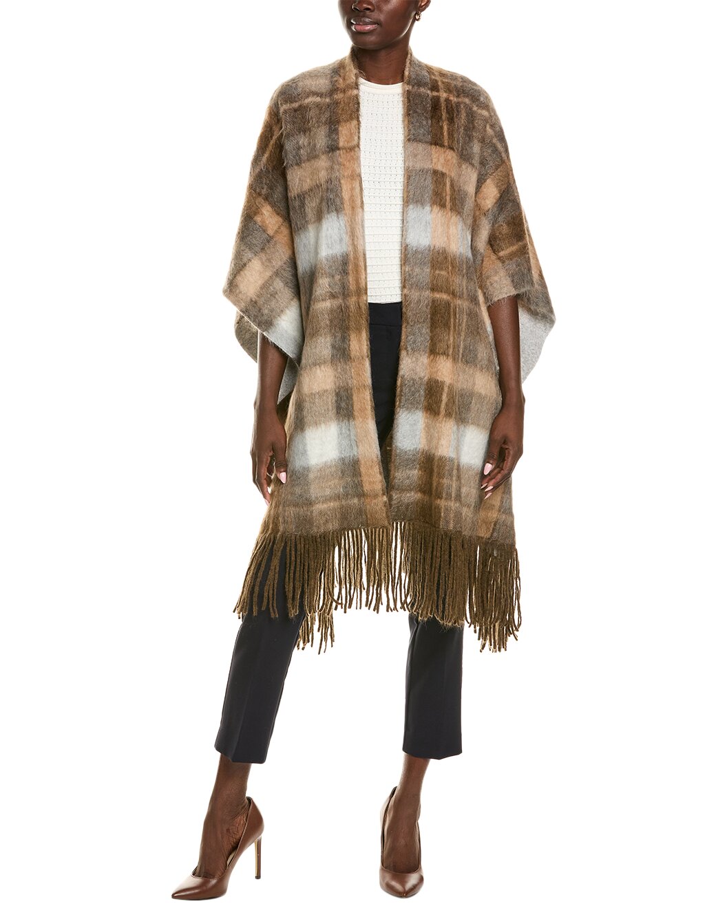 BRUNELLO CUCINELLI WOMEN'S CASHMERE & WOOL BLEND HOODIE STYLE SHAWL/JACKET