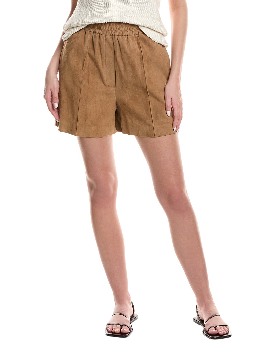 BRUNELLO CUCINELLI WOMEN'S FIRED CLAY SUEDE BERMUDA SHORTS