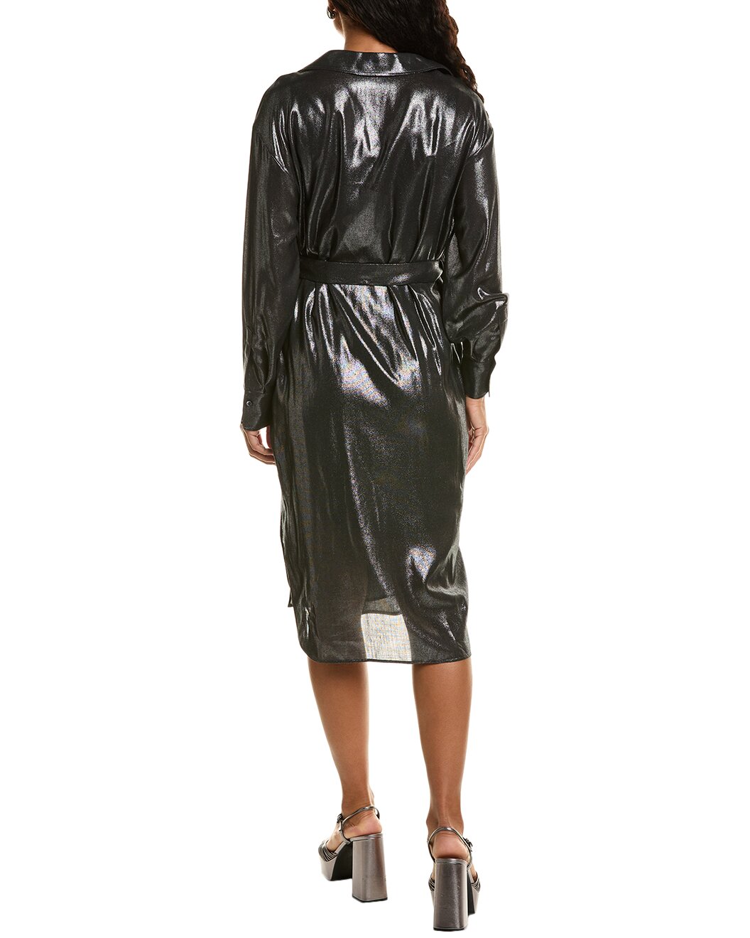 BRUNELLO CUCINELLI WOMEN'S BLACK METALLIC WRAP DRESS