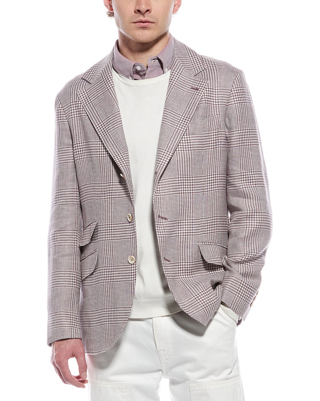 BRUNELLO CUCINELLI MEN'S VIOLA LINEN WOOL DECONSTRUCTED BLAZER