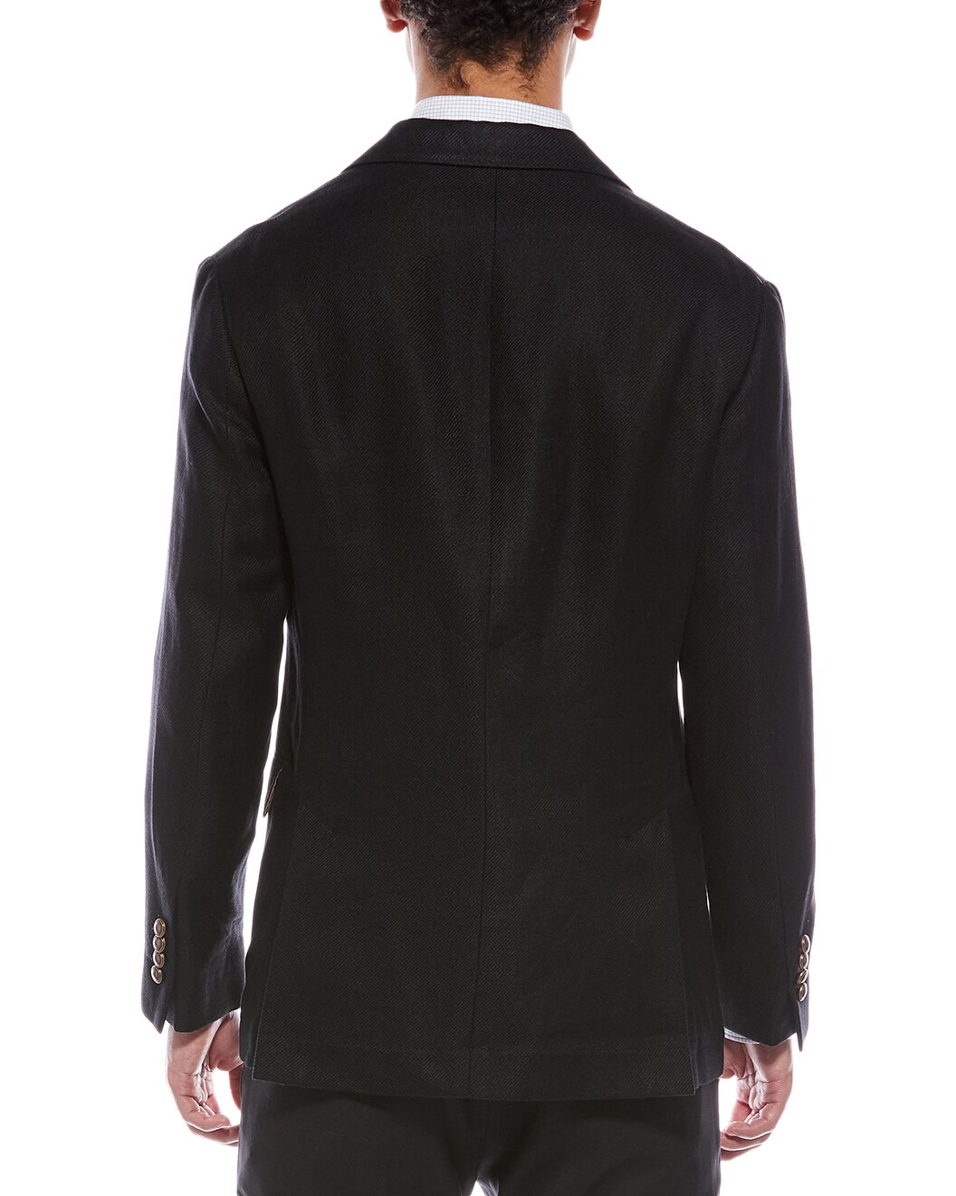 BRUNELLO CUCINELLI MEN'S BLACK LINEN WOOL DECONSTRUCTED BLAZER