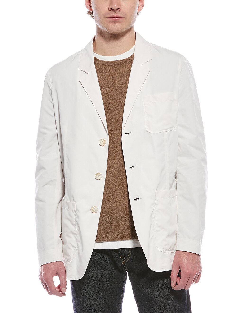 BRUNELLO CUCINELLI MEN'S OFF WHITE RELAXED BLAZER