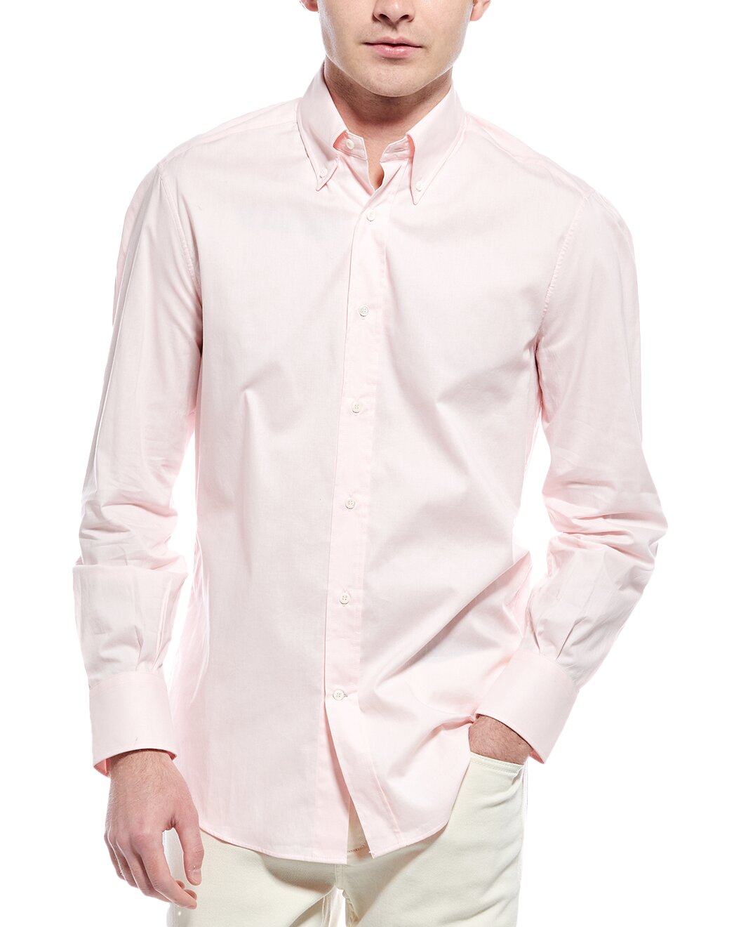BRUNELLO CUCINELLI MEN'S FLAMINGO BUTTON-UP SHIRT
