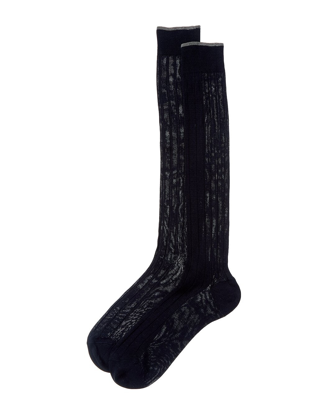 BRUNELLO CUCINELLI MEN'S NAVY AND GRAY RIBBED SOCKS