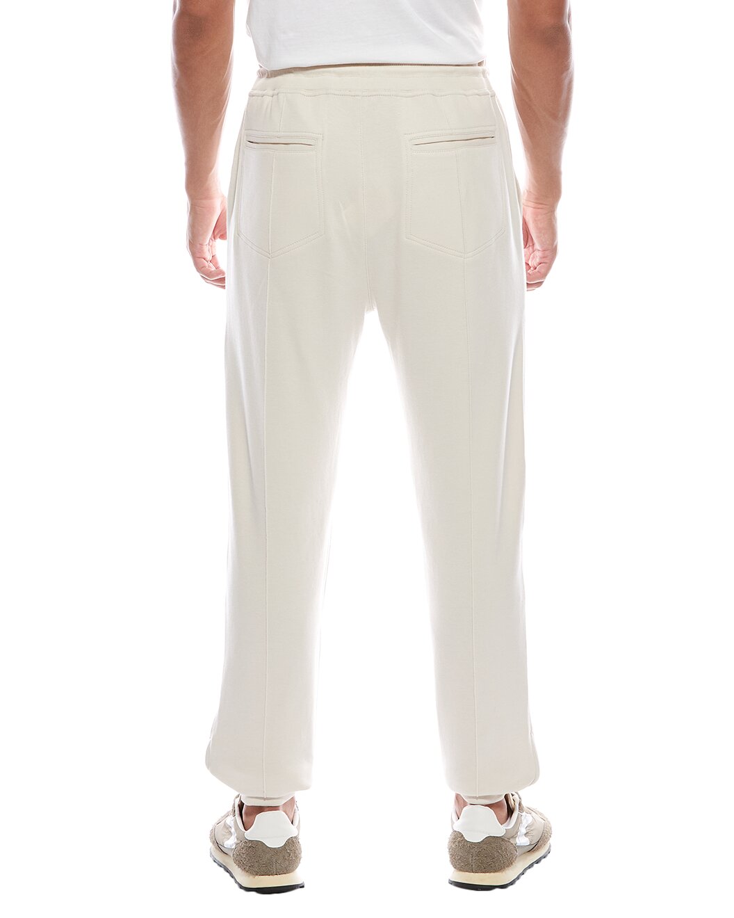 BRUNELLO CUCINELLI MEN'S CREAM TAILORED ATHLETIC TROUSERS