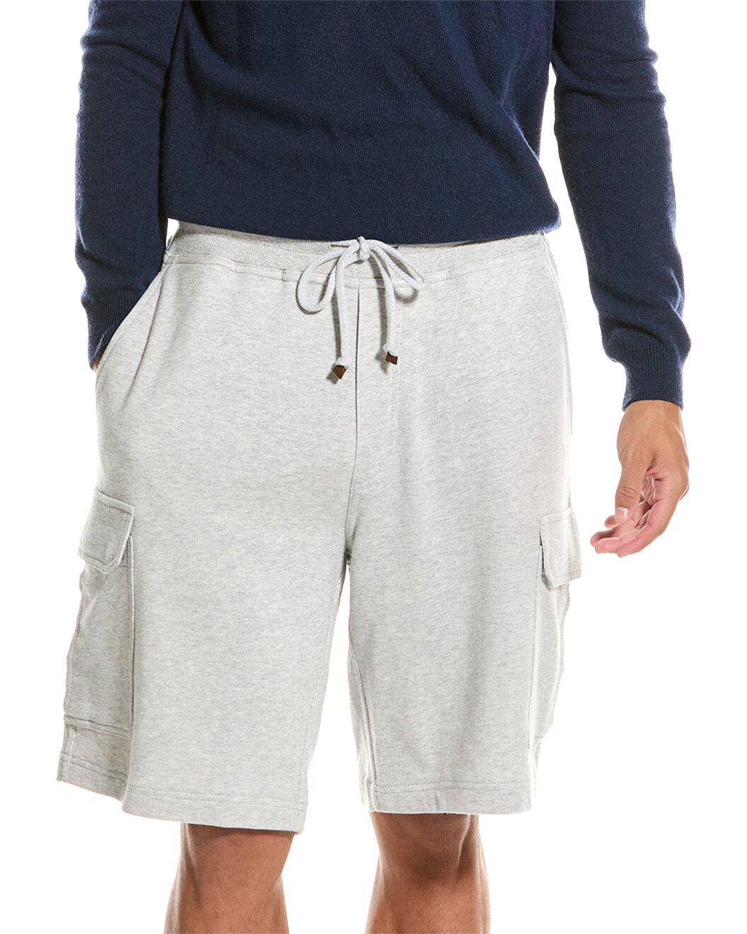 BRUNELLO CUCINELLI MEN'S GRAY BERMUDA STYLE ATHLETIC CASUAL CARGO SHORTS NEW