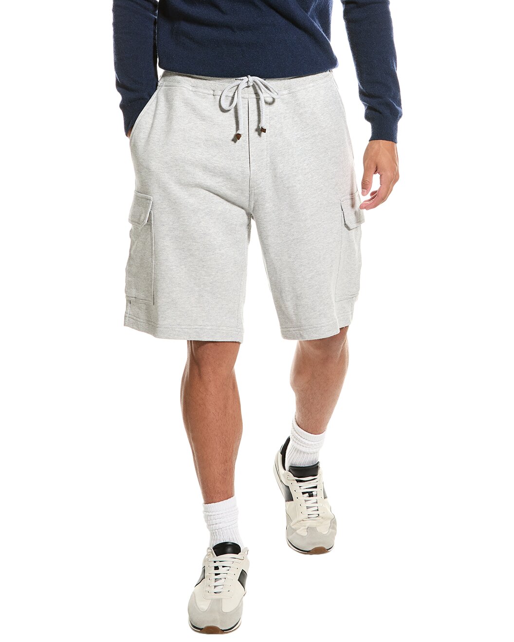 BRUNELLO CUCINELLI MEN'S GRAY BERMUDA STYLE ATHLETIC CASUAL CARGO SHORTS NEW