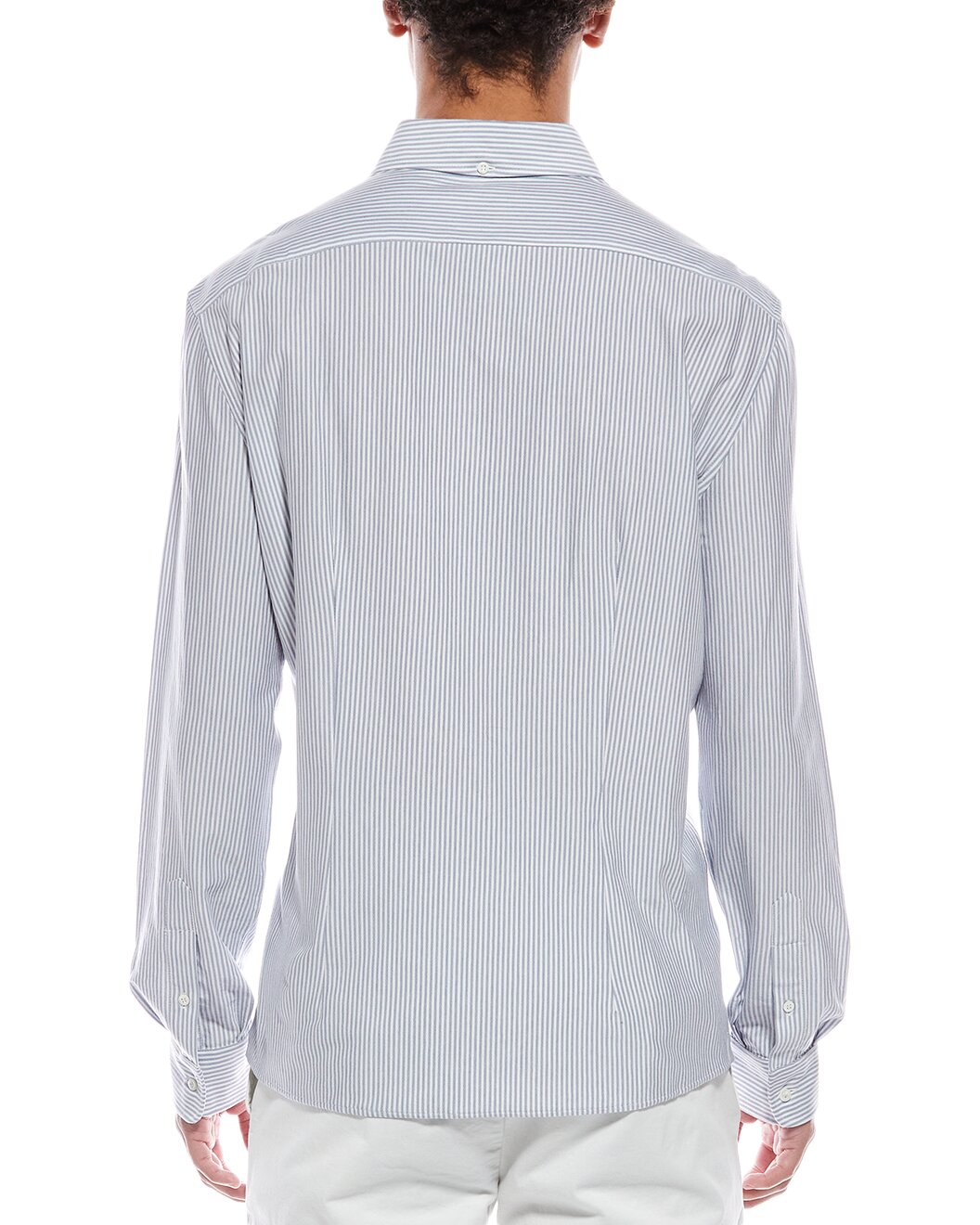BRUNELLO CUCINELLI MEN'S WHITE STRIPED BUTTON-UP SHIRT