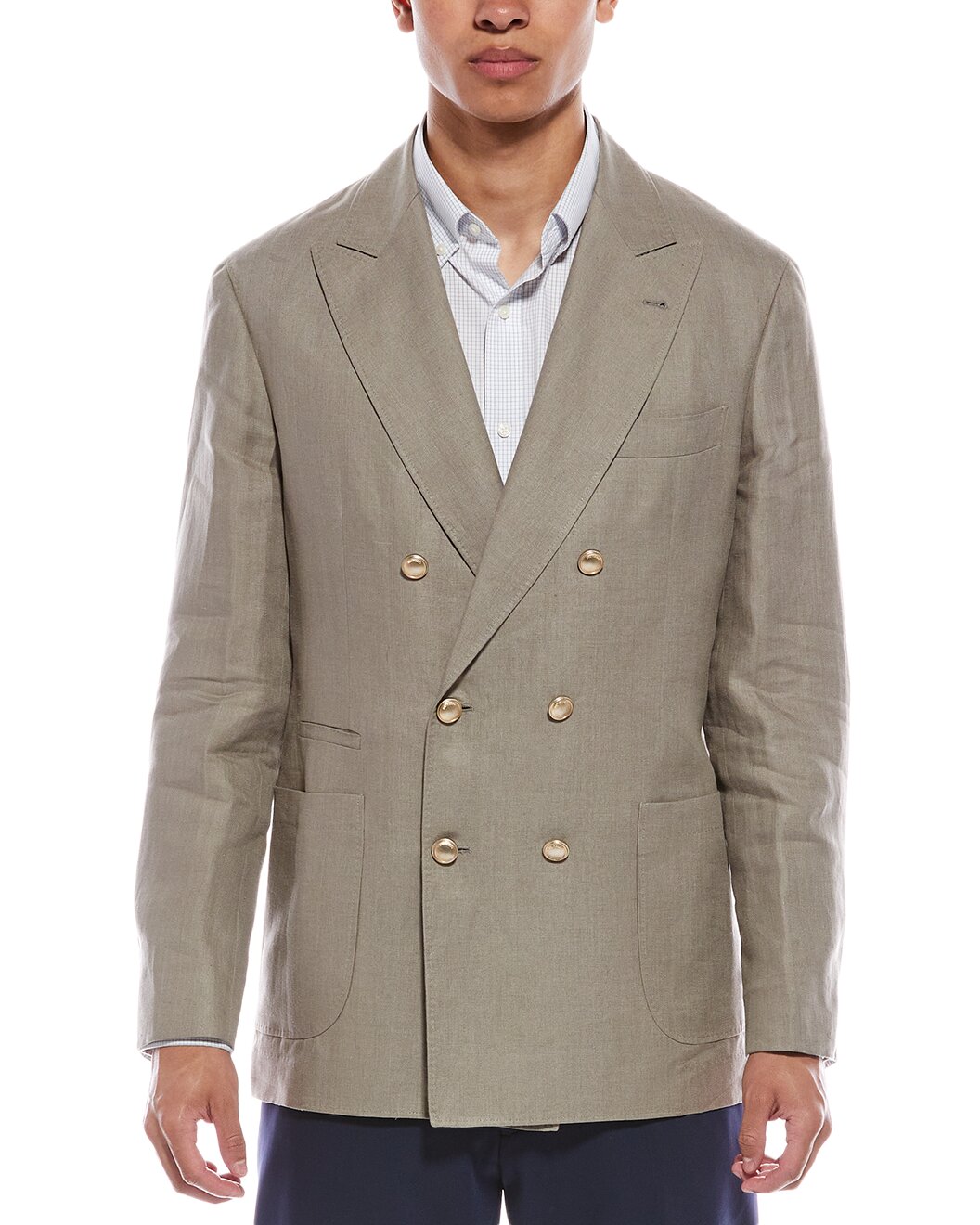 BRUNELLO CUCINELLI MEN'S LIGHT GREEN LINEN BLAZER
