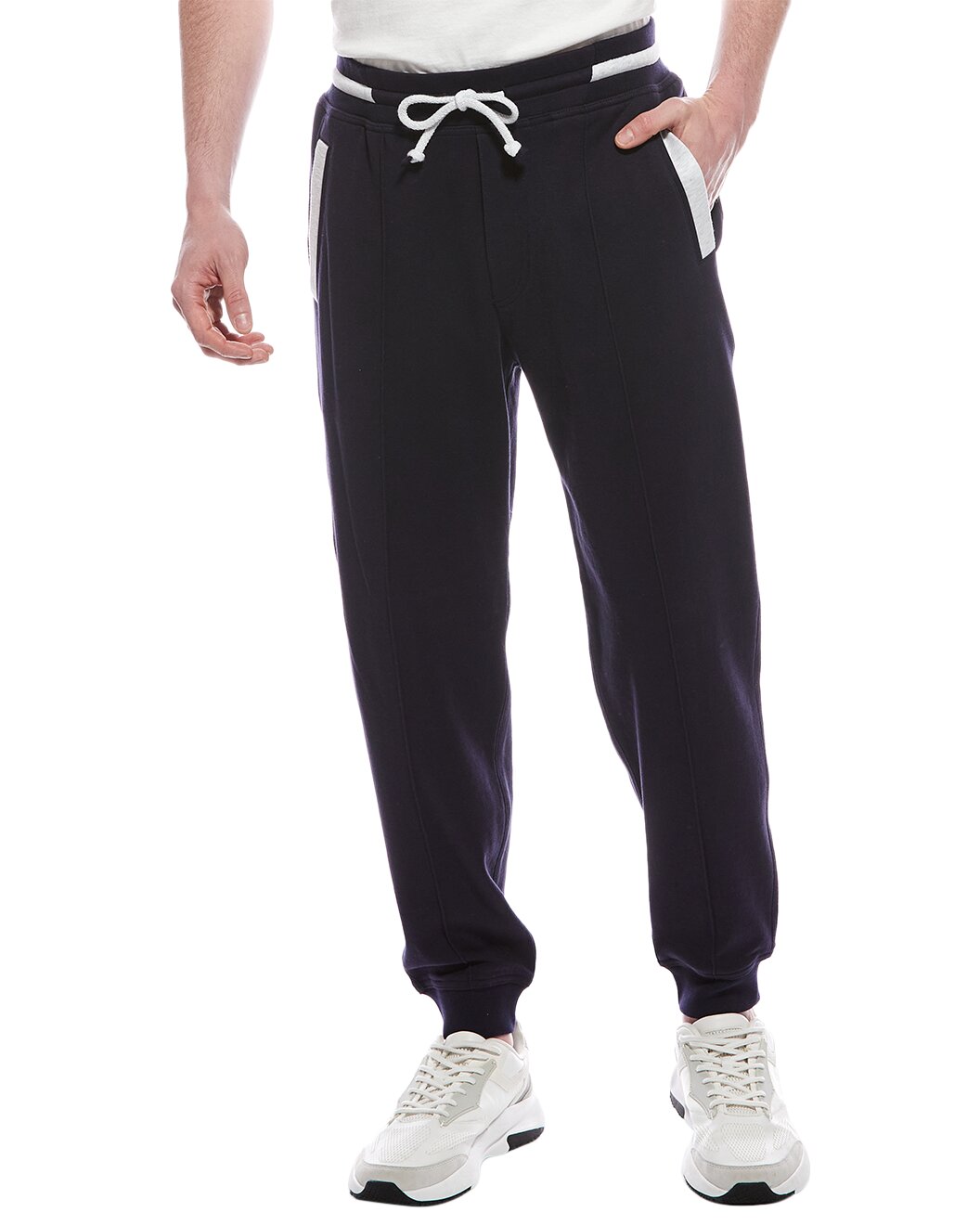 BRUNELLO CUCINELLI MEN'S NAVY DRAWSTRING JOGGER TROUSERS