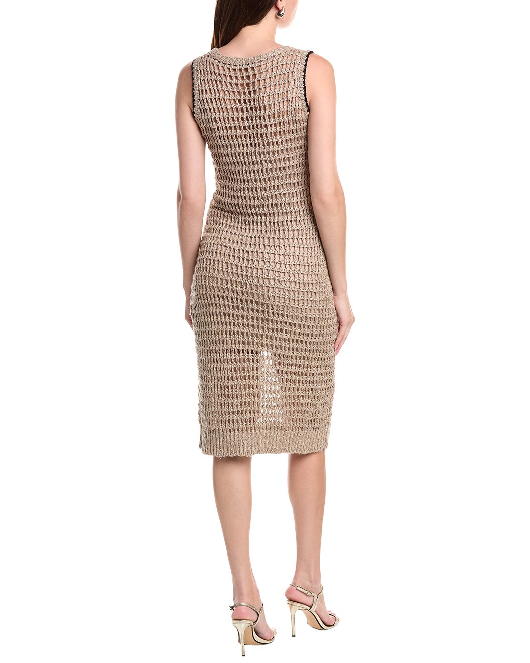 BRUNELLO CUCINELLI WOMEN'S BEIGE LINEN SILK KNIT DRESS