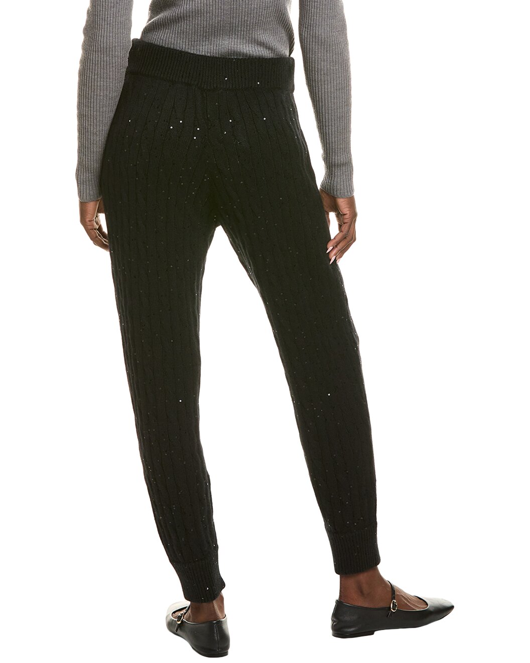 BRUNELLO CUCINELLI WOMEN'S CASHMERE KNIT SEQUIN BLEND JOGGER STYLE CASUAL PANTS