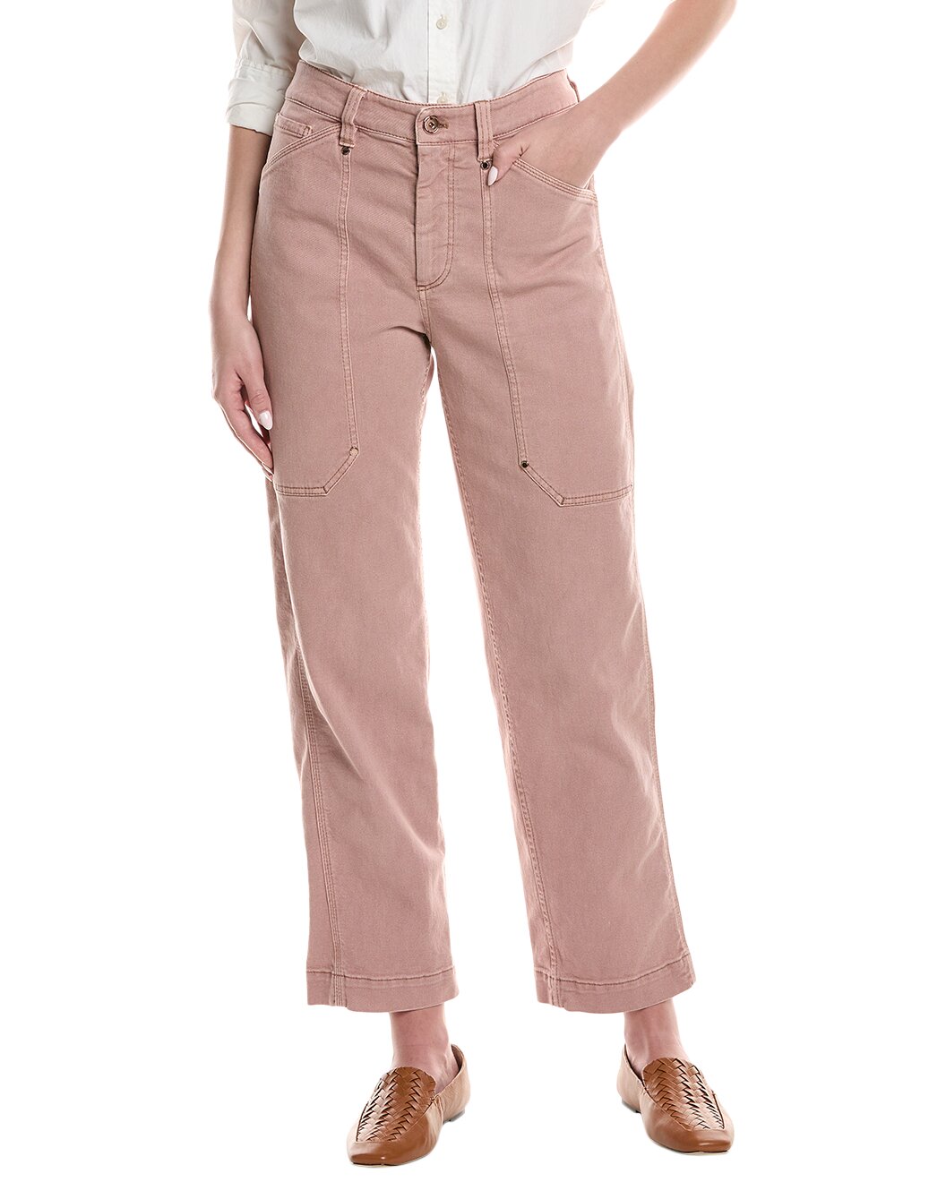 BRUNELLO CUCINELLI WOMEN'S DUSTY ROSE WIDE-LEG TROUSERS