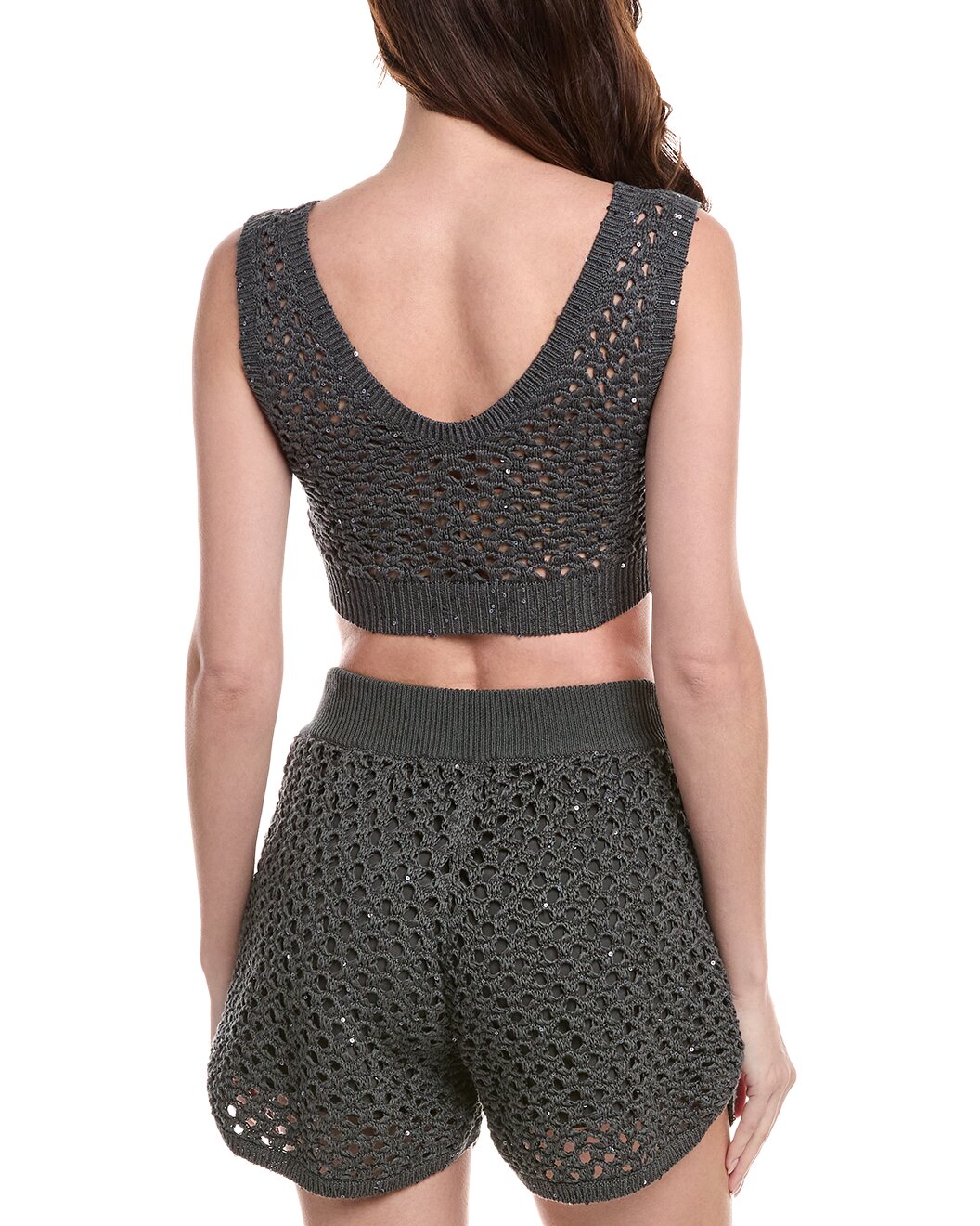 BRUNELLO CUCINELLI WOMEN'S CHARCOAL LINEN SILK SWEATER