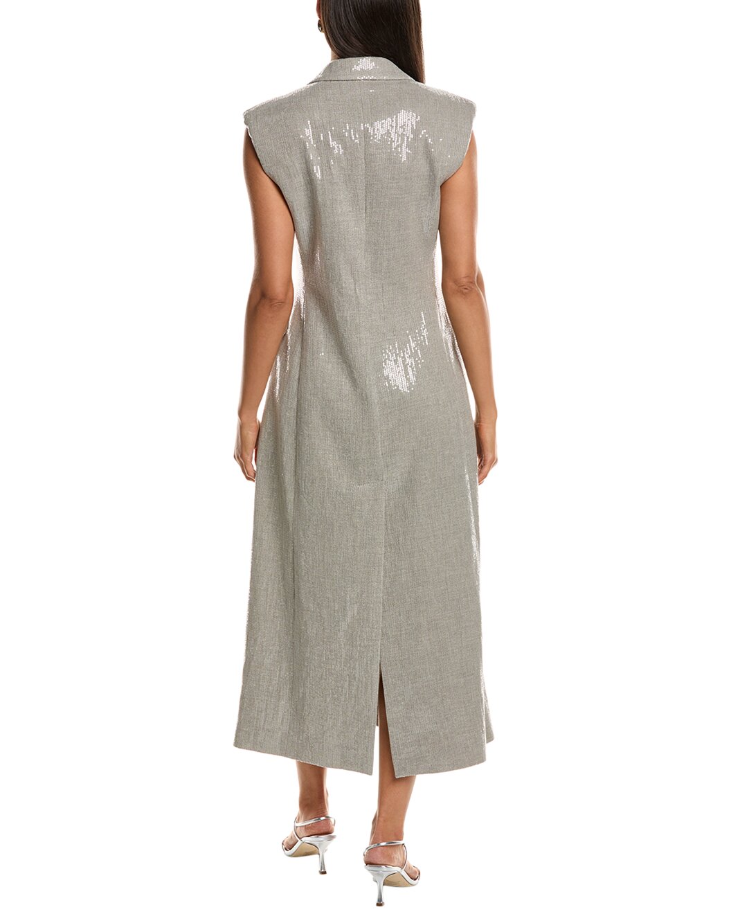 BRUNELLO CUCINELLI WOMEN'S LIGHT GREY SLEEVELESS TAILORED DRESS