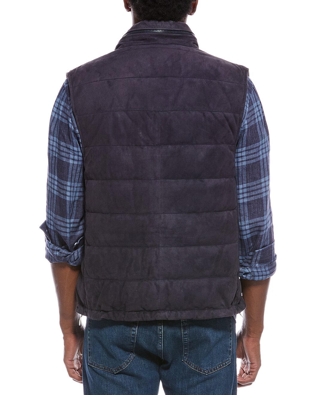 BRUNELLO CUCINELLI MEN'S PRUSSIAN LEATHER QUILTED VEST
