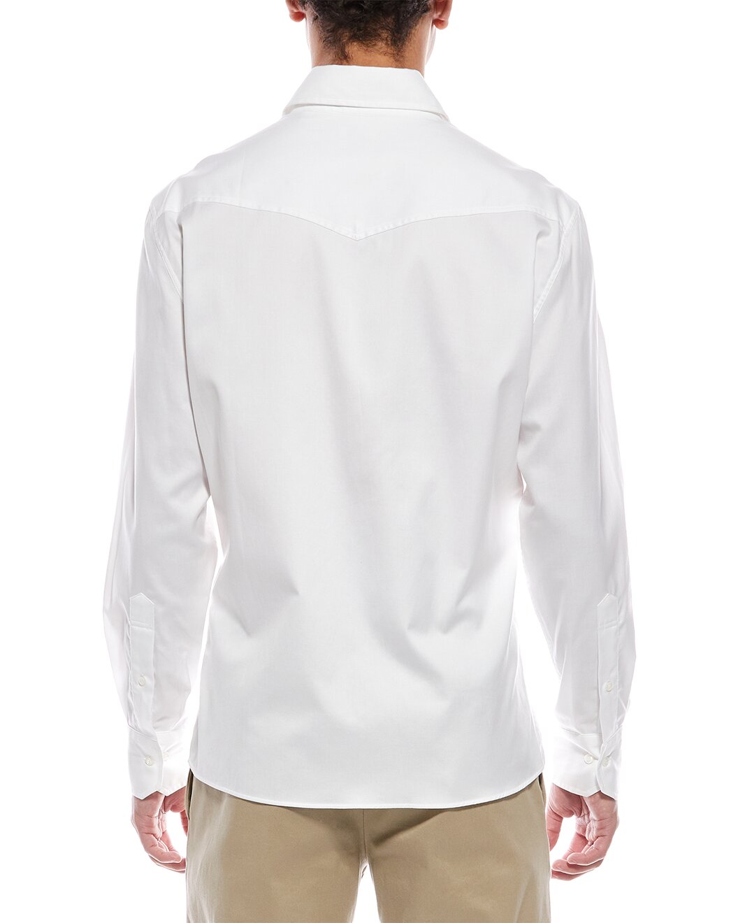 BRUNELLO CUCINELLI MEN'S WHITE COTTON WESTERN SHIRT