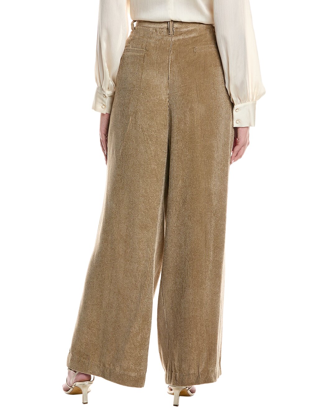 BRUNELLO CUCINELLI WOMEN'S LIGHT BEIGE WIDE-LEG CORDUROY TROUSERS