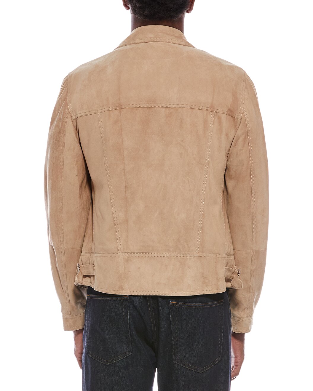 BRUNELLO CUCINELLI MEN'S TOBACCO SUEDE BIKER JACKET