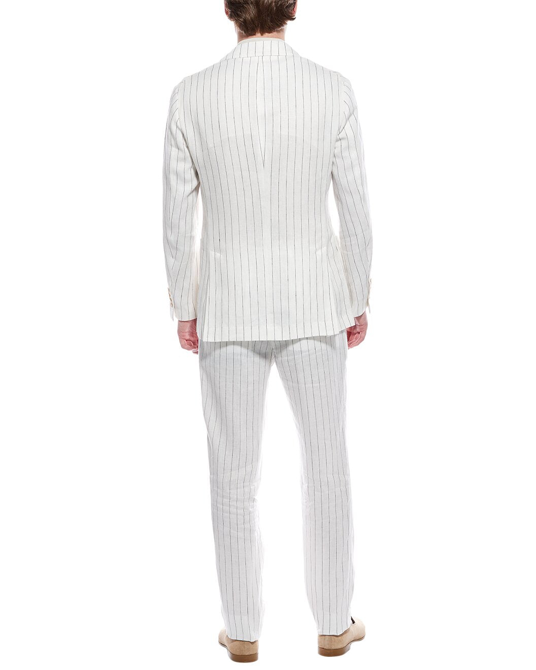 BRUNELLO CUCINELLI MEN'S 100% LINEN 3 BUTTON CASUAL STRIPED SUIT NEW