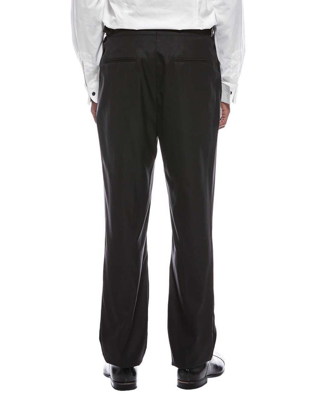 BRUNELLO CUCINELLI MEN'S BLACK WOOL SILK PLEATED TROUSERS